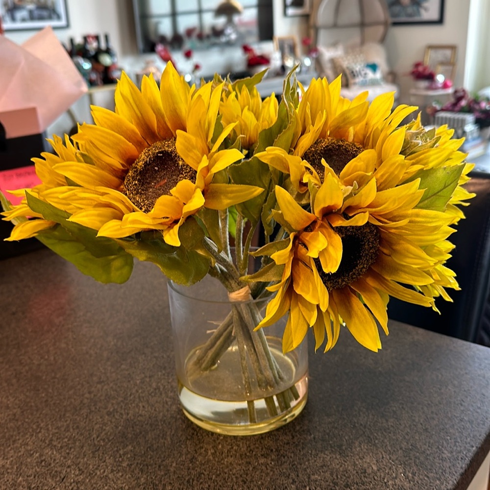 Artificial Sunflowers in a Vase